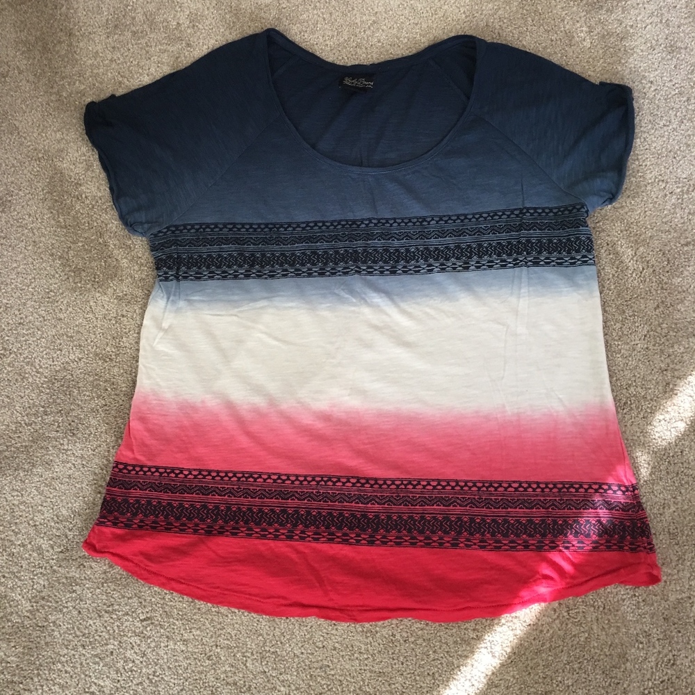Lucky Brand Red, White, and Blue Ombre Tee